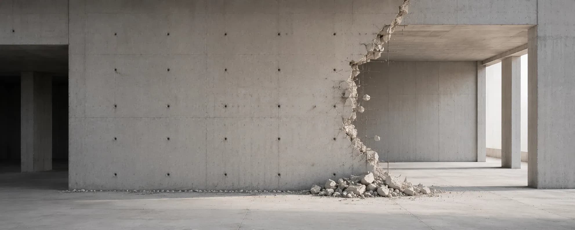 Démolition contrôlée d’une structure existante.