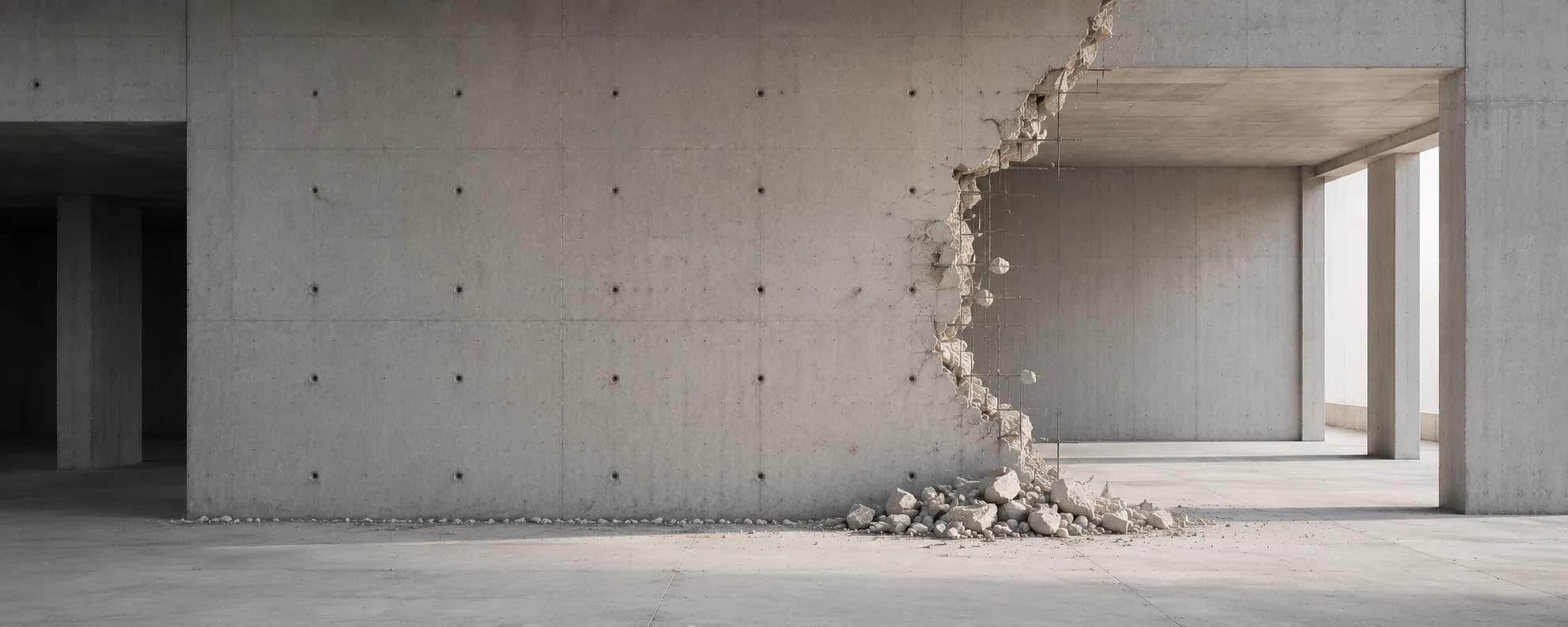 Démolition contrôlée d’une structure existante.